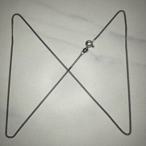 Sterling Silver Fine Curb Chain‎ Necklace 18.5 Inch Clasp Stamped 925 Jewelry